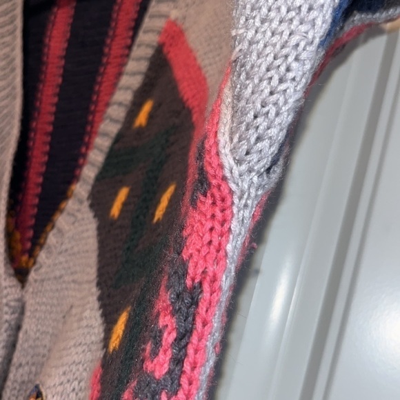 RETRO 80s chunky knit novelty funky patch sweater cardigan XL colorful kitsch - Picture 17 of 17